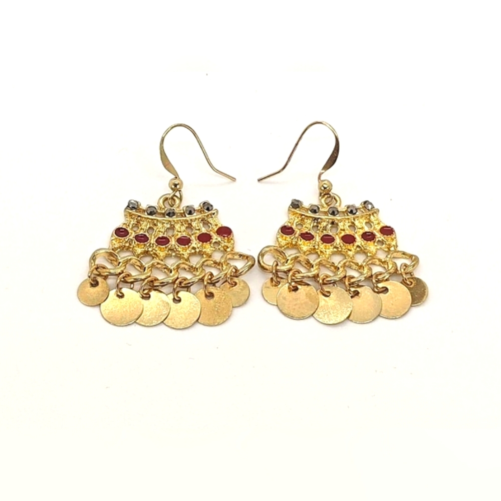 Bohemian Tribal Jewelry Set: Multi-Strand Coin Necklace & Earrings - Picture 2 of 10